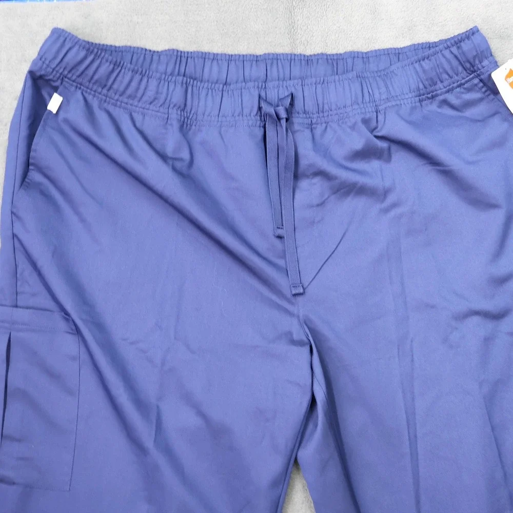 Hanes Scrub Pants Mens 2X Blue New Comfort Fit Straight Leg Cargo Drawstring